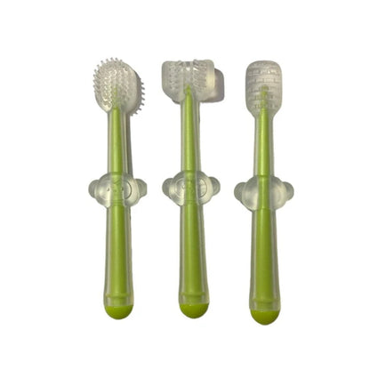 Set 3 Cepillos Dentales de Silicona Verde
