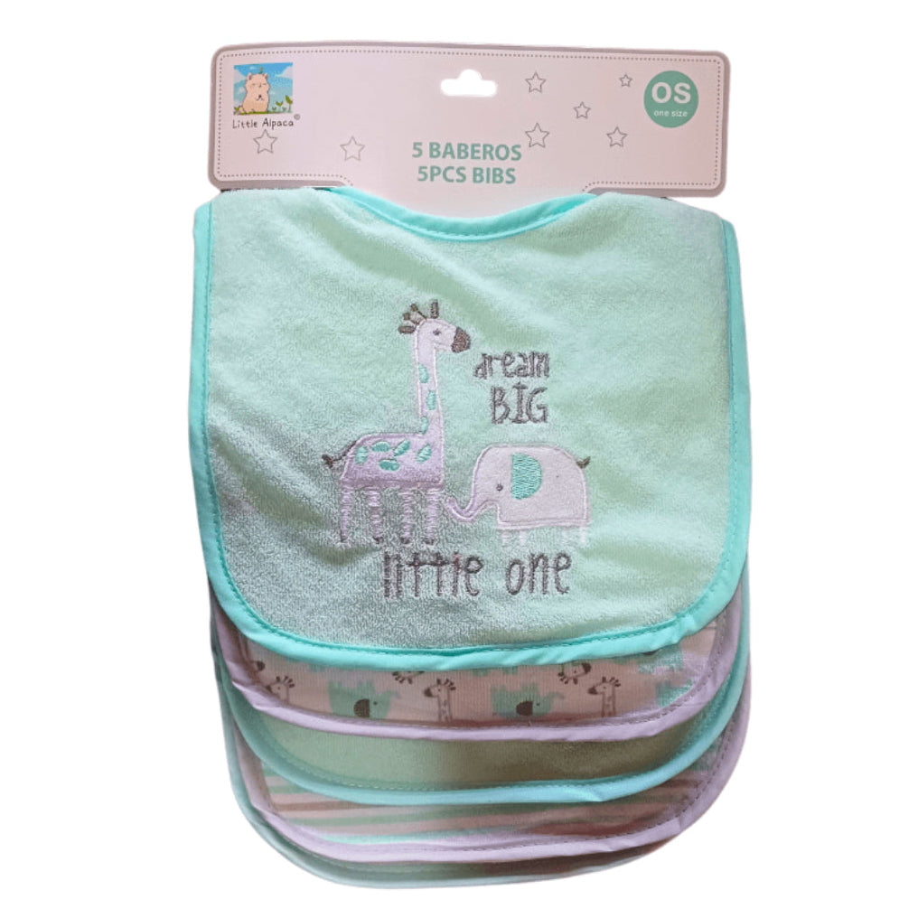 Pack 5 Baberos Jirafa Menta