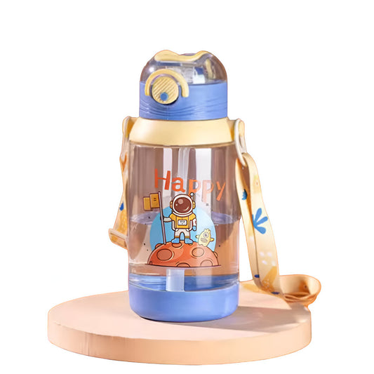 Botella con Bombilla y Correa Astronauta Azul