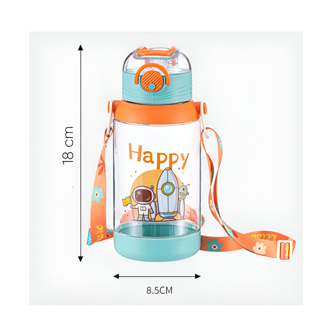 Botella con Bombilla y Correa Astronauta Azul