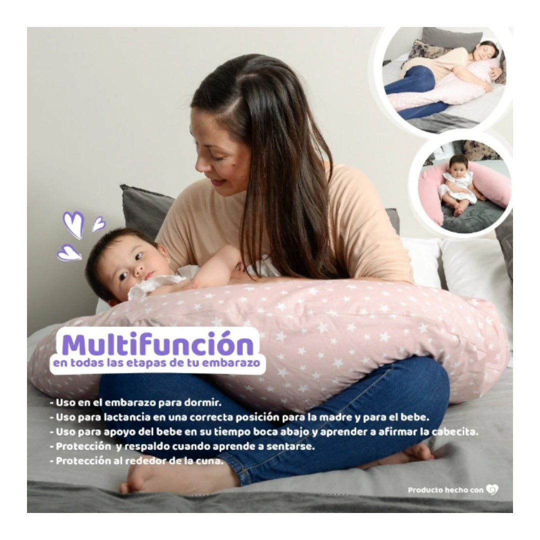 Cojín Maternal Multifuncional Rosado de Microperlas
