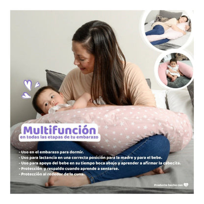 Cojín Maternal Multifuncional Rosado de Microperlas