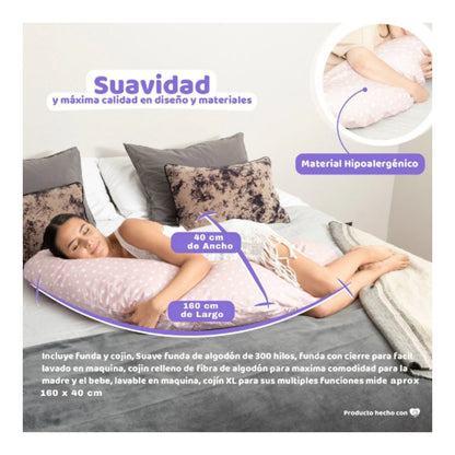 Cojín Maternal Multifuncional Rosado de Microperlas