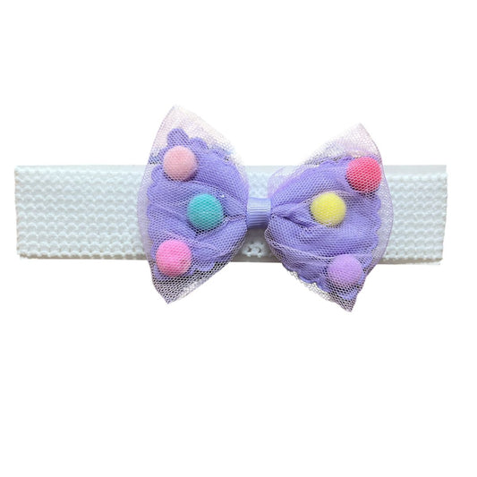 Cintillo Diseño Lazo Lila Puntos