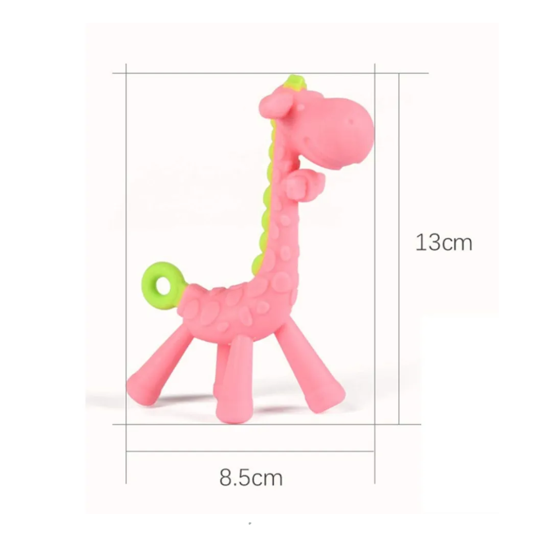 Mordedor de Silicona Jirafa Rosada