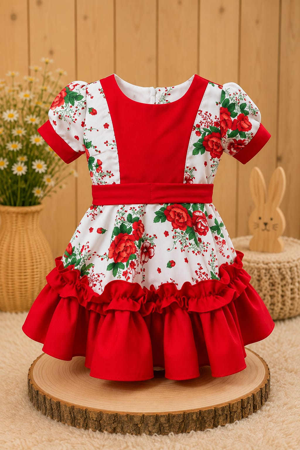 Vestido Huasita Chinita Lazo Rojo & Blanco