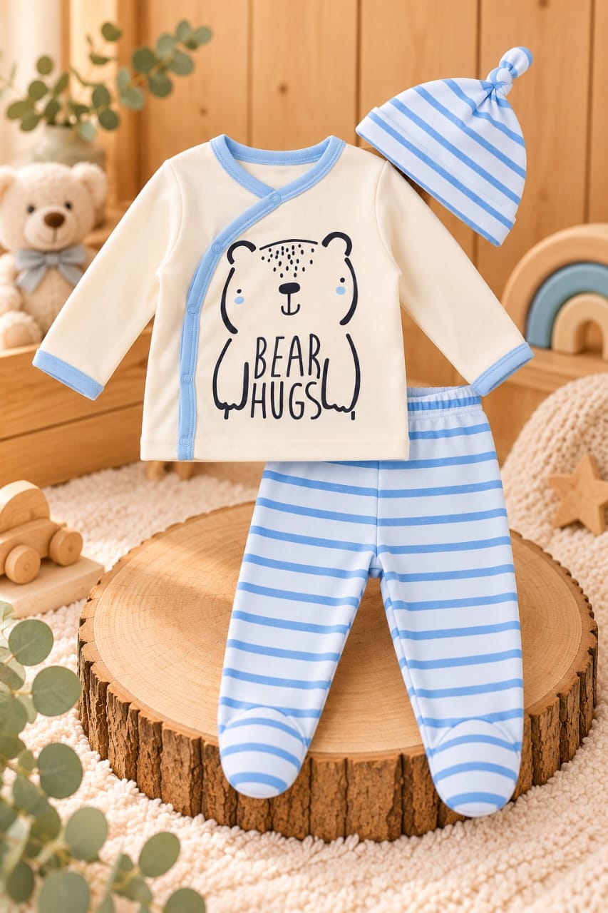 Conjunto Bebé Bear Hugs 3 Piezas 🩵🐻