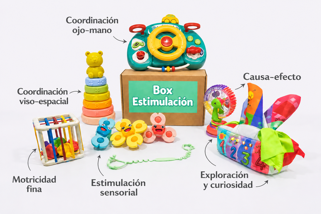 Box Estimulación Temprana de 6 a 12 Meses Aventura Urbana Apilable