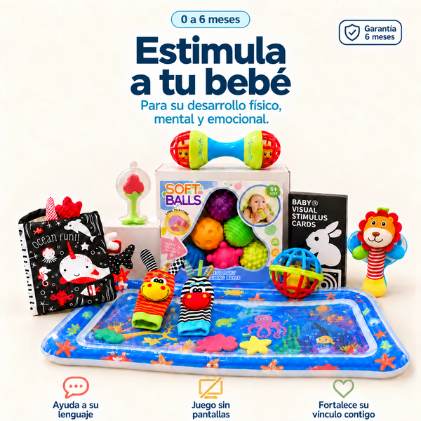 Box Estimulación Sensorial Texturas en el Océano 0 a 6 Meses: 9 juguetes estimulantes; jugar juntos ayuda a su lenguaje, despierta su curiosidad y fortalece su vínculo contigo [variante: Rojo / Negro]