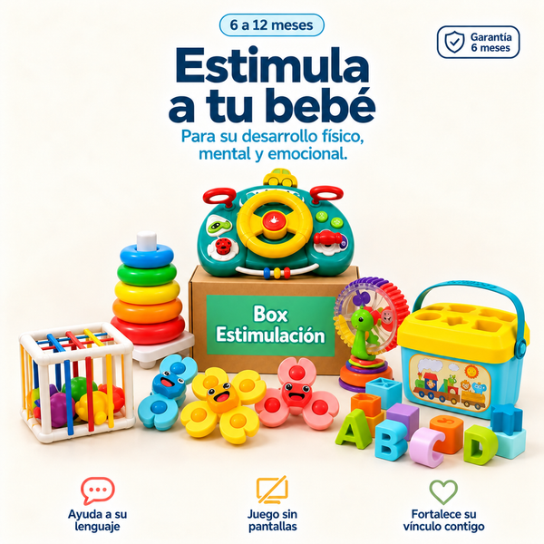 Box Estimulación Temprana de 6 a 12 Meses: 6 juguetes estimulantes; jugar juntos ayuda a su lenguaje, es juego sin pantallas y fortalece su vínculo contigo [variante: Urbana]