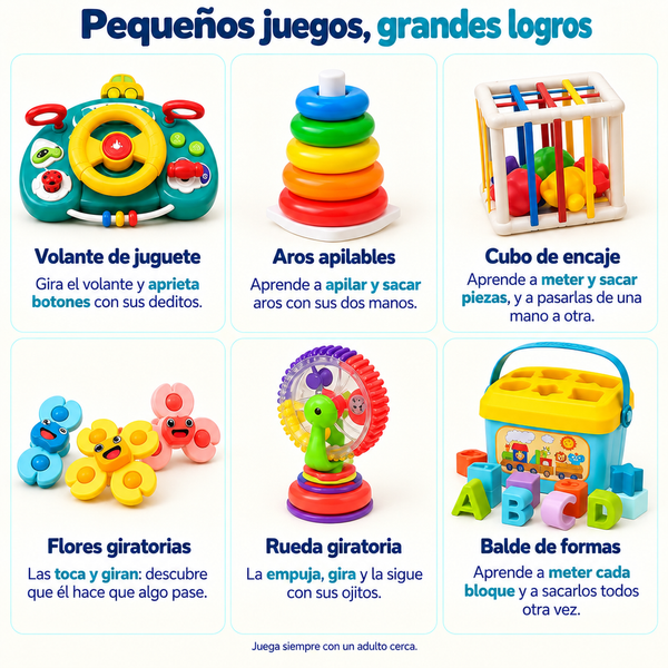 Pequeños juegos, grandes logros: lo que logra tu bebé con cada uno de los 6 juguetes del box [variante: Urbana]