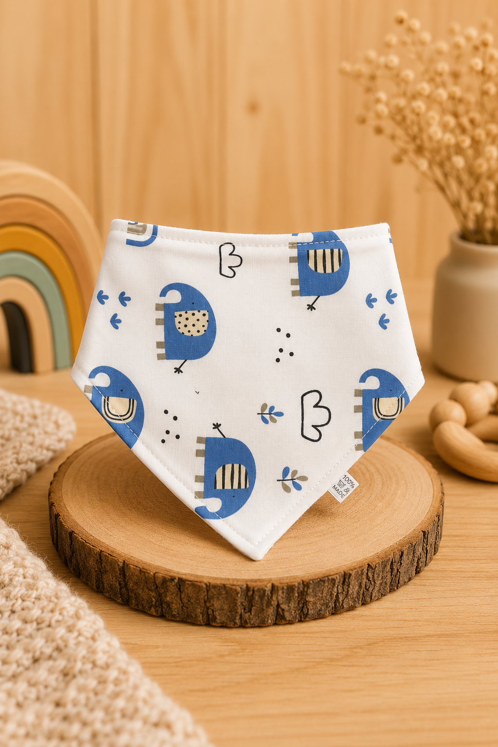 Bandana Estampada Elefantes Azul