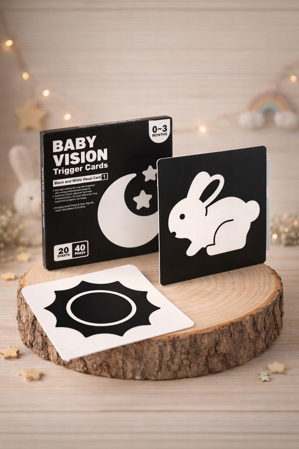 Tarjetas de Estimulación Visual Alto Contraste 0 a 3 Meses