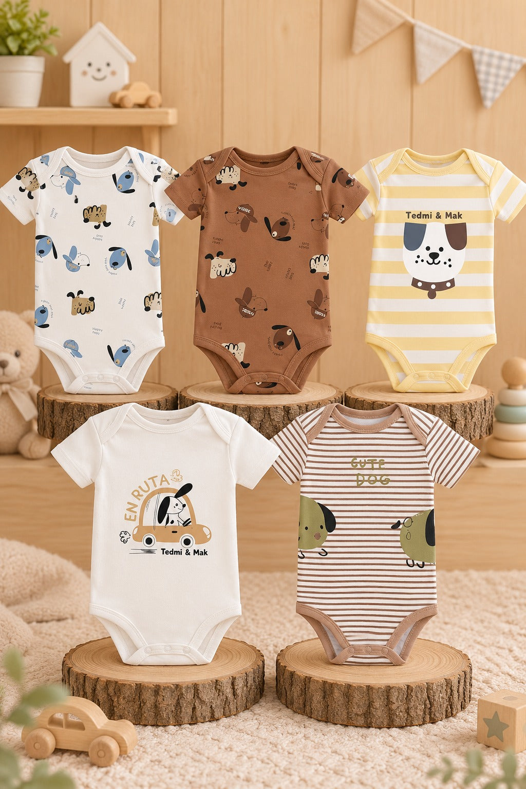Pack 5 Bodies Perrito Brown 🐶🤎