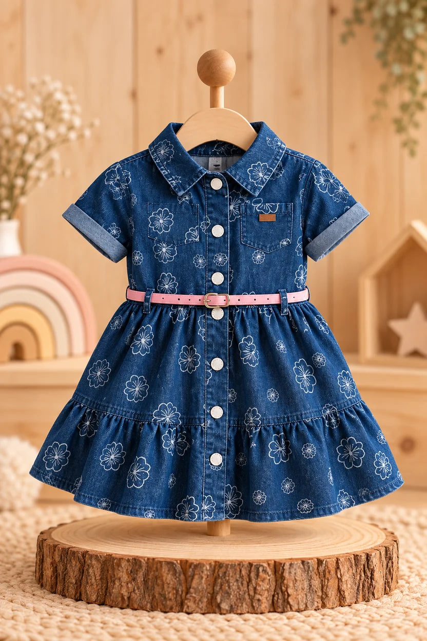 Vestido Denim Floral para Bebé 🩵🌸