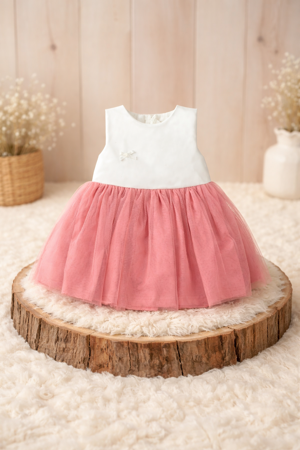 Vestido Blanco y Rosa 🩷