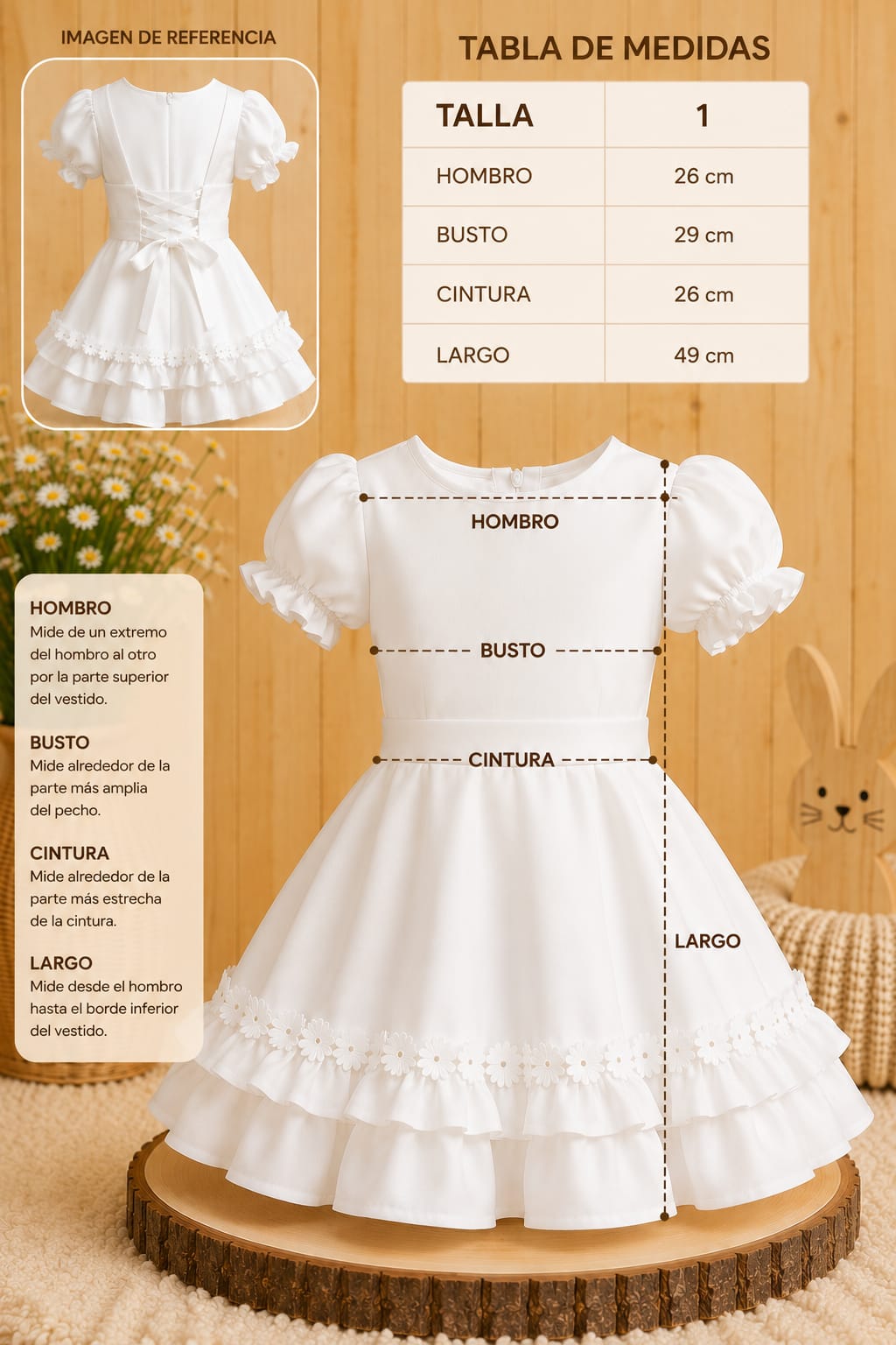 Vestido Huasita Chinita Corset Azul & Blanco
