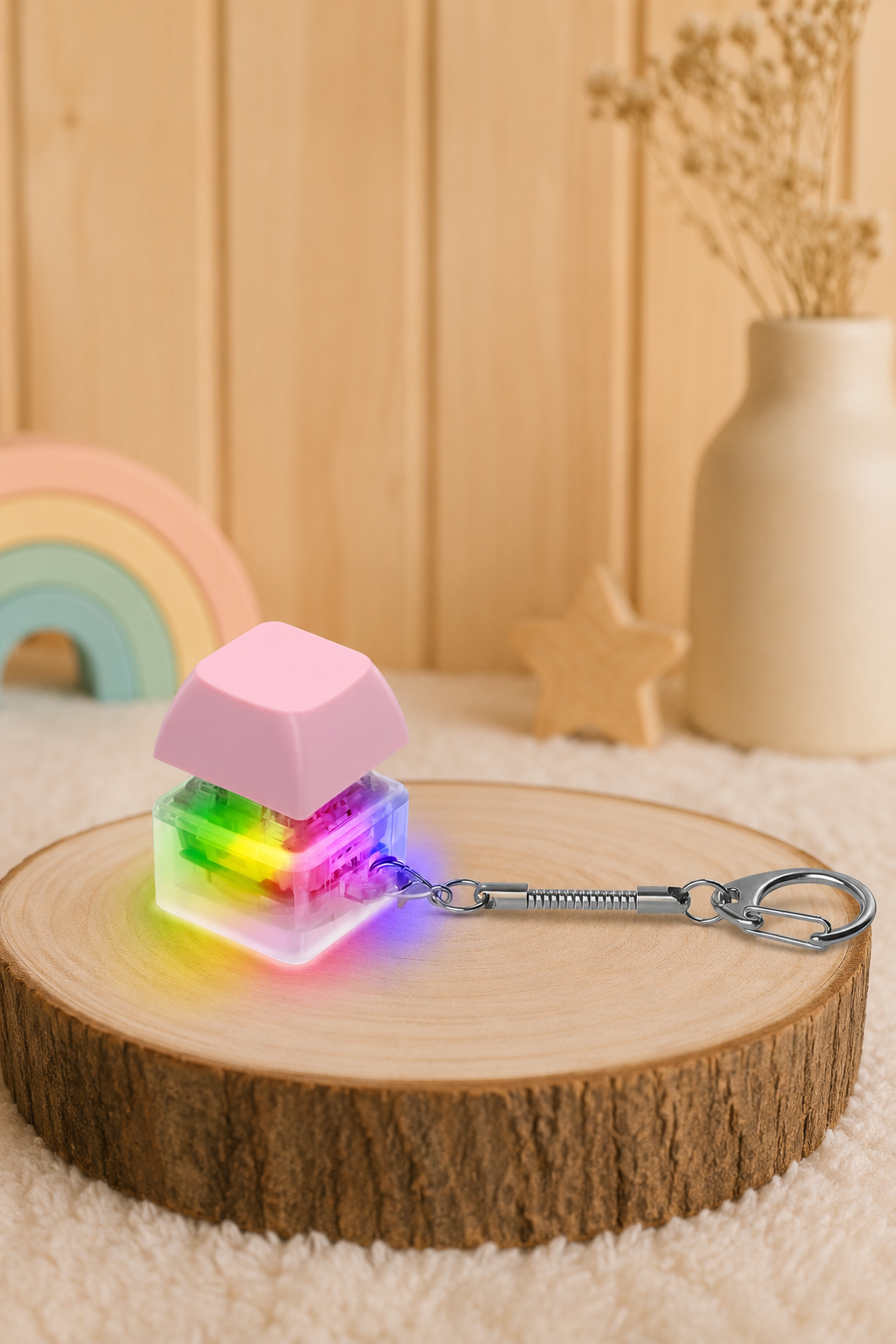 Fidget Toys Llavero con una tecla Mecanica con Luz