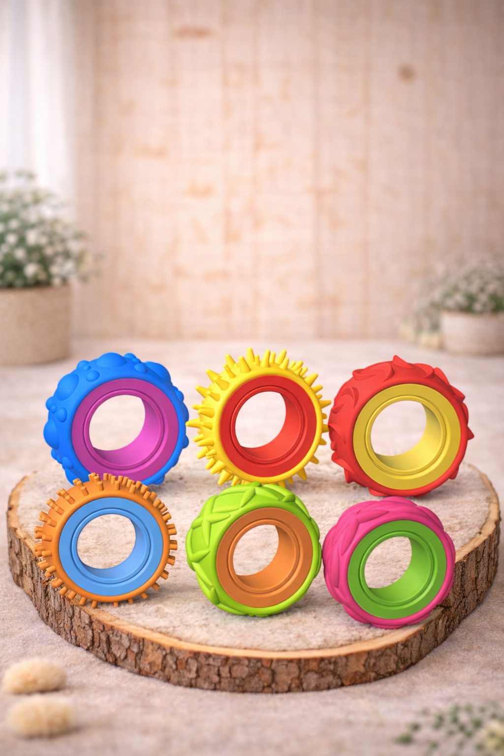 Anillos Giratorios con Textura 6 Unidades