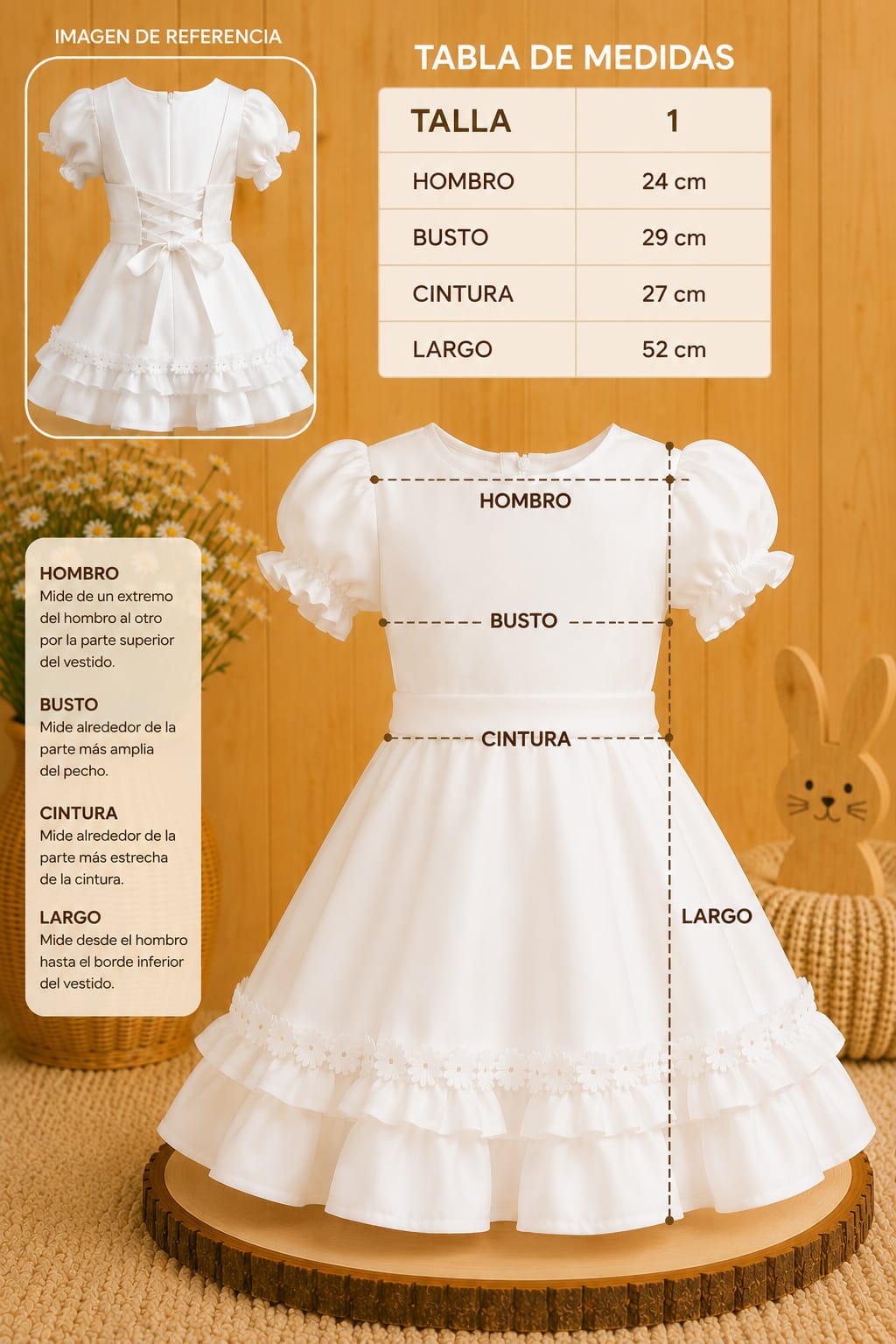 Vestido Huasita Chinita Corset Azul & Blanco