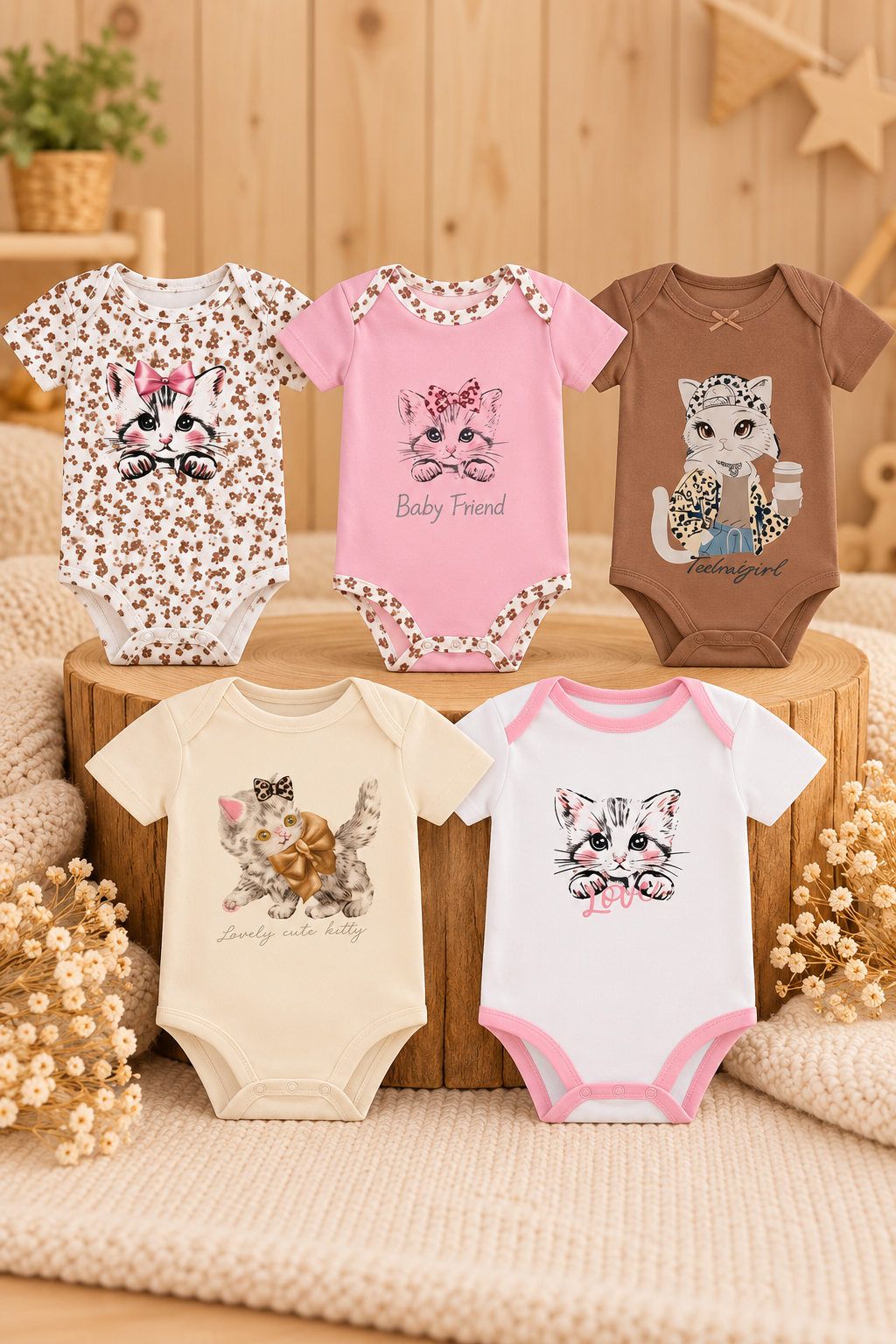 Pack 5 Bodies Gatita Brown 😽🤎