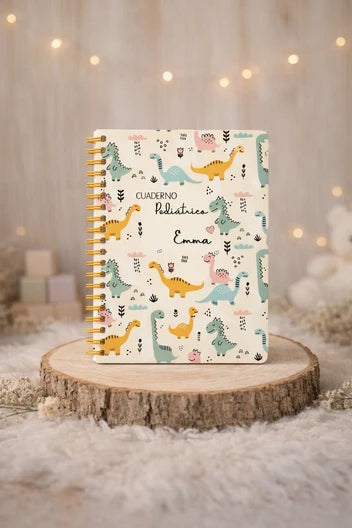 Agenda Pediátrica Personalizada Dinosaurio Rosa