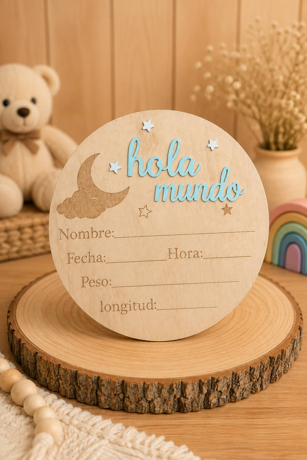 Placa de Nacimiento "Hola Mundo"