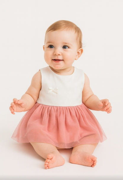 Vestido Blanco y Rosa 🩷