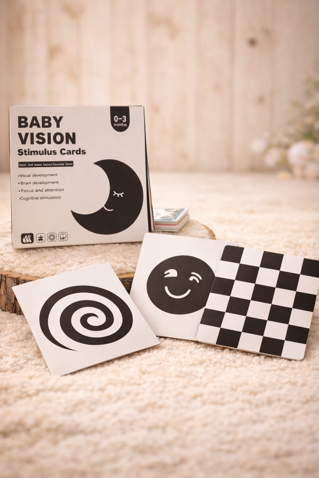 Tarjetas de Estimulación Visual Alto Contraste 0 a 3 Meses