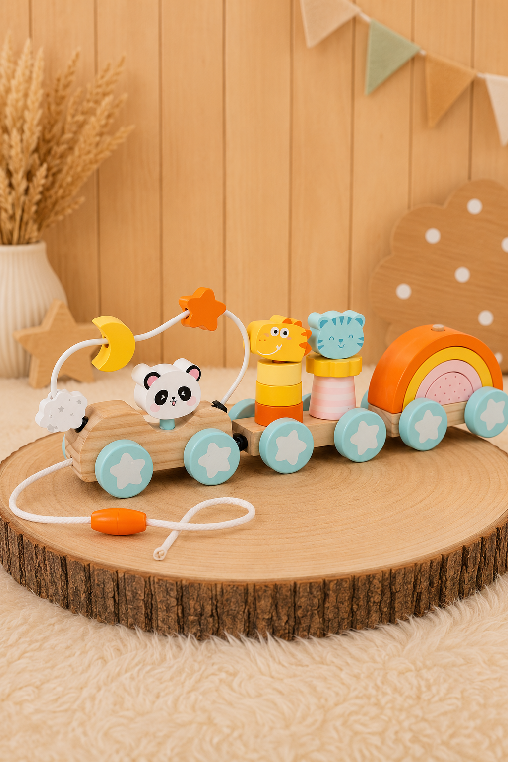 Tren de Arrastre con Animalitos de Madera