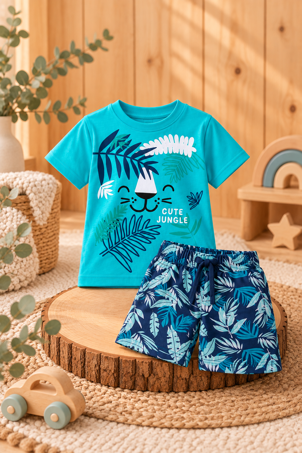 Conjunto Polera y Short Tigre 🐯🩵