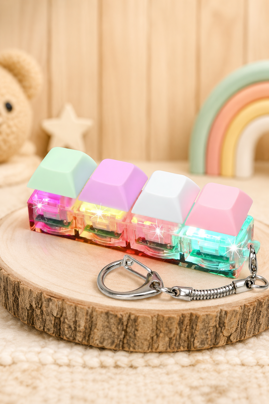 Fidget Toys Llavero con Teclas Mecanicas con Luz